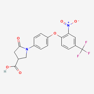 molecular formula C18H13F3N2O6 B3994304 1-[4-[2-Nitro-4-(trifluoromethyl)phenoxy]phenyl]-5-oxopyrrolidine-3-carboxylic acid 