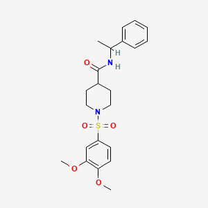 molecular formula C22H28N2O5S B3994348 1-(3,4-DIMETHOXYBENZENESULFONYL)-N-(1-PHENYLETHYL)PIPERIDINE-4-CARBOXAMIDE 