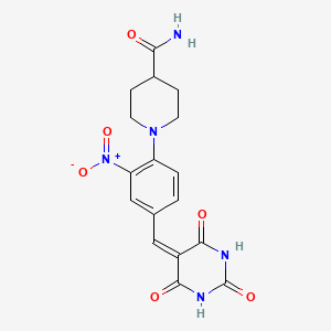 molecular formula C17H17N5O6 B3994434 1-{2-NITRO-4-[(2,4,6-TRIOXO-1,3-DIAZINAN-5-YLIDENE)METHYL]PHENYL}PIPERIDINE-4-CARBOXAMIDE 