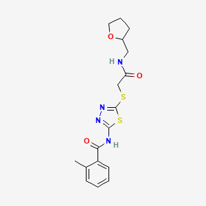 2-methyl-N-[5-[2-oxo-2-(oxolan-2-ylmethylamino)ethyl]sulfanyl-1,3,4-thiadiazol-2-yl]benzamide