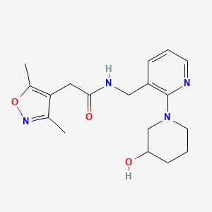 2-(3,5-dimethyl-1,2-oxazol-4-yl)-N-[[2-(3-hydroxypiperidin-1-yl)pyridin-3-yl]methyl]acetamide