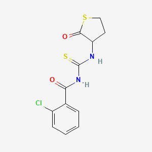 molecular formula C12H11ClN2O2S2 B3994551 2-chloro-N-{[(2-oxotetrahydro-3-thienyl)amino]carbonothioyl}benzamide 