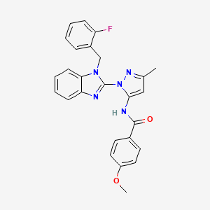 N-[2-[1-[(2-fluorophenyl)methyl]benzimidazol-2-yl]-5-methylpyrazol-3-yl]-4-methoxybenzamide