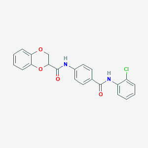 molecular formula C22H17ClN2O4 B3994692 N-(4-{[(2-chlorophenyl)amino]carbonyl}phenyl)-2,3-dihydro-1,4-benzodioxine-2-carboxamide 