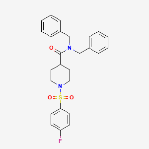 N,N-Dibenzyl-1-(4-fluorobenzenesulfonyl)piperidine-4-carboxamide