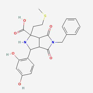 molecular formula C23H24N2O6S B3994896 5-Benzyl-3-(2,4-dihydroxyphenyl)-1-[2-(methylsulfanyl)ethyl]-4,6-dioxooctahydropyrrolo[3,4-c]pyrrole-1-carboxylic acid 