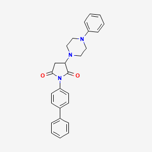 molecular formula C26H25N3O2 B3994965 1-(Biphenyl-4-yl)-3-(4-phenylpiperazin-1-yl)pyrrolidine-2,5-dione 