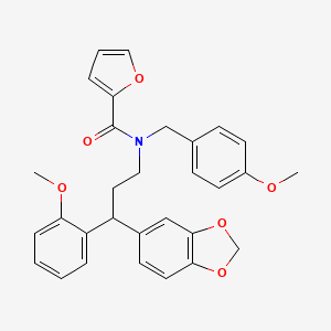 N-[3-(1,3-benzodioxol-5-yl)-3-(2-methoxyphenyl)propyl]-N-(4-methoxybenzyl)furan-2-carboxamide