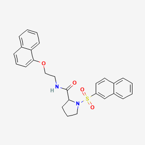 molecular formula C27H26N2O4S B3995074 N-[2-(NAPHTHALEN-1-YLOXY)ETHYL]-1-(NAPHTHALENE-2-SULFONYL)PYRROLIDINE-2-CARBOXAMIDE 