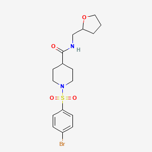 molecular formula C17H23BrN2O4S B3995078 1-[(4-bromophenyl)sulfonyl]-N-(tetrahydro-2-furanylmethyl)-4-piperidinecarboxamide 