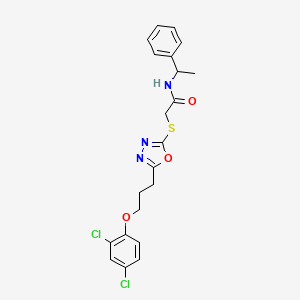 molecular formula C21H21Cl2N3O3S B3995088 2-({5-[3-(2,4-dichlorophenoxy)propyl]-1,3,4-oxadiazol-2-yl}sulfanyl)-N-(1-phenylethyl)acetamide 