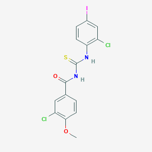 molecular formula C15H11Cl2IN2O2S B399513 3-chloro-N-[(2-chloro-4-iodophenyl)carbamothioyl]-4-methoxybenzamide 