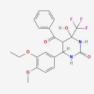 molecular formula C21H21F3N2O5 B3995142 5-Benzoyl-6-(3-ethoxy-4-methoxyphenyl)-4-hydroxy-4-(trifluoromethyl)-1,3-diazinan-2-one 