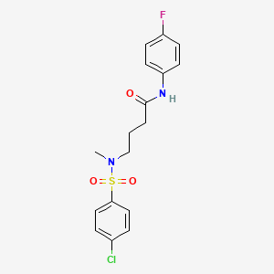 molecular formula C17H18ClFN2O3S B3995162 4-[[(4-chlorophenyl)sulfonyl](methyl)amino]-N-(4-fluorophenyl)butanamide 