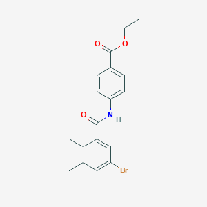 molecular formula C19H20BrNO3 B3995169 ethyl 4-[(5-bromo-2,3,4-trimethylbenzoyl)amino]benzoate 