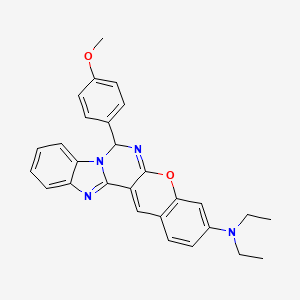 N,N-diethyl-11-(4-methoxyphenyl)-14-oxa-3,10,12-triazapentacyclo[11.8.0.02,10.04,9.015,20]henicosa-1(21),2,4,6,8,12,15(20),16,18-nonaen-17-amine