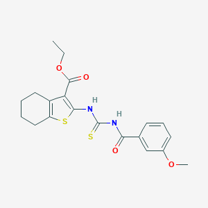molecular formula C20H22N2O4S2 B399519 Ethyl 2-({[(3-methoxyphenyl)carbonyl]carbamothioyl}amino)-4,5,6,7-tetrahydro-1-benzothiophene-3-carboxylate 