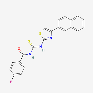 molecular formula C21H14FN3OS2 B3995214 4-fluoro-N-{[4-(naphthalen-2-yl)-1,3-thiazol-2-yl]carbamothioyl}benzamide 