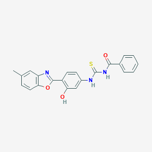 molecular formula C22H17N3O3S B399525 N-{[3-hydroxy-4-(5-methyl-1,3-benzoxazol-2-yl)phenyl]carbamothioyl}benzamide CAS No. 428490-61-3