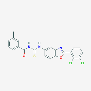 molecular formula C22H15Cl2N3O2S B399529 N-{[2-(2,3-dichlorophenyl)-1,3-benzoxazol-5-yl]carbamothioyl}-3-methylbenzamide 