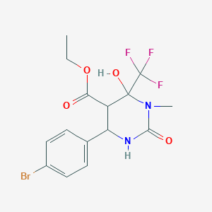 molecular formula C15H16BrF3N2O4 B3995292 ethyl 4-(4-bromophenyl)-6-hydroxy-1-methyl-2-oxo-6-(trifluoromethyl)hexahydro-5-pyrimidinecarboxylate 