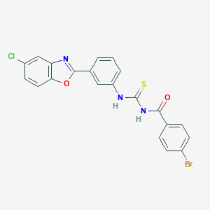 molecular formula C21H13BrClN3O2S B399534 4-bromo-N-{[3-(5-chloro-1,3-benzoxazol-2-yl)phenyl]carbamothioyl}benzamide 