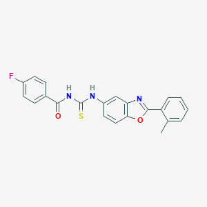 molecular formula C22H16FN3O2S B399537 4-fluoro-N-{[2-(2-methylphenyl)-1,3-benzoxazol-5-yl]carbamothioyl}benzamide 