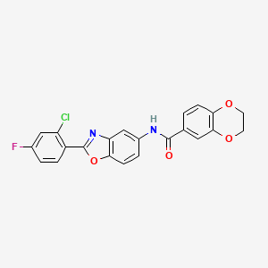 N-[2-(2-chloro-4-fluorophenyl)-1,3-benzoxazol-5-yl]-2,3-dihydro-1,4-benzodioxine-6-carboxamide