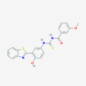 molecular formula C22H17N3O3S2 B399540 N-({[3-(1,3-benzothiazol-2-yl)-4-hydroxyphenyl]amino}carbonothioyl)-3-methoxybenzamide 