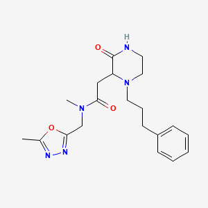 N-methyl-N-[(5-methyl-1,3,4-oxadiazol-2-yl)methyl]-2-[3-oxo-1-(3-phenylpropyl)-2-piperazinyl]acetamide