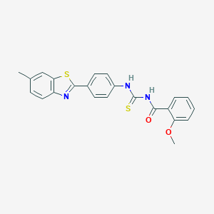 molecular formula C23H19N3O2S2 B399542 2-methoxy-N-{[4-(6-methyl-1,3-benzothiazol-2-yl)phenyl]carbamothioyl}benzamide 
