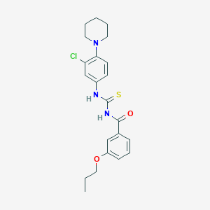 molecular formula C22H26ClN3O2S B399543 N-{[(3-chloro-4-piperidin-1-ylphenyl)amino]carbonothioyl}-3-propoxybenzamide 