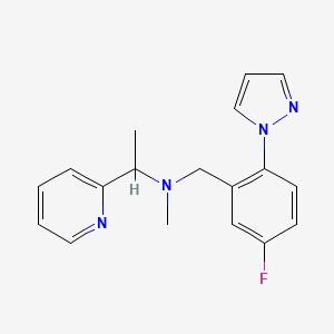 molecular formula C18H19FN4 B3995435 N-[5-fluoro-2-(1H-pyrazol-1-yl)benzyl]-N-methyl-1-pyridin-2-ylethanamine 