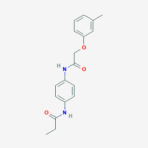 molecular formula C18H20N2O3 B399545 N-(4-{[(3-methylphenoxy)acetyl]amino}phenyl)propanamide 