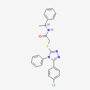 2-{[5-(4-chlorophenyl)-4-phenyl-4H-1,2,4-triazol-3-yl]sulfanyl}-N-(1-phenylethyl)acetamide