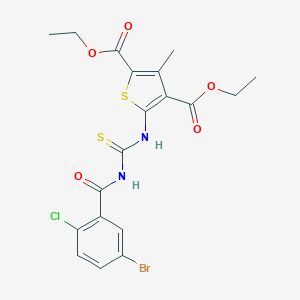 molecular formula C19H18BrClN2O5S2 B399550 Diethyl 5-({[(5-bromo-2-chlorophenyl)carbonyl]carbamothioyl}amino)-3-methylthiophene-2,4-dicarboxylate 