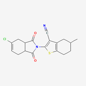 molecular formula C18H17ClN2O2S B3995546 2-(5-chloro-1,3-dioxo-1,3,3a,4,7,7a-hexahydro-2H-isoindol-2-yl)-5-methyl-4,5,6,7-tetrahydro-1-benzothiophene-3-carbonitrile 