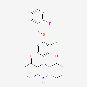 9-[3-chloro-4-[(2-fluorophenyl)methoxy]phenyl]-2,3,4,5,6,7,9,10-octahydroacridine-1,8-dione