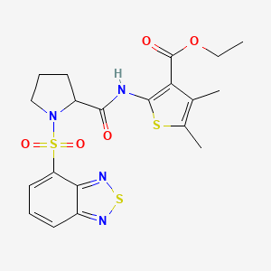 molecular formula C20H22N4O5S3 B3995664 ETHYL 2-[1-(2,1,3-BENZOTHIADIAZOLE-4-SULFONYL)PYRROLIDINE-2-AMIDO]-4,5-DIMETHYLTHIOPHENE-3-CARBOXYLATE 