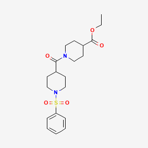 molecular formula C20H28N2O5S B3995732 ethyl 1-{[1-(phenylsulfonyl)-4-piperidinyl]carbonyl}-4-piperidinecarboxylate 