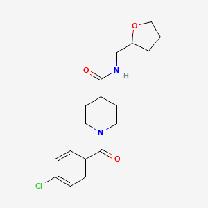 molecular formula C18H23ClN2O3 B3995747 1-(4-chlorobenzoyl)-N-(tetrahydro-2-furanylmethyl)-4-piperidinecarboxamide 