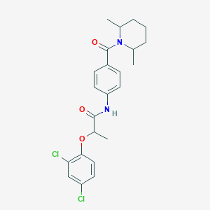 molecular formula C23H26Cl2N2O3 B3995772 2-(2,4-dichlorophenoxy)-N-[4-(2,6-dimethylpiperidine-1-carbonyl)phenyl]propanamide 