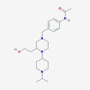 molecular formula C23H38N4O2 B3995778 N-(4-{[3-(2-hydroxyethyl)-4-(1-isopropyl-4-piperidinyl)-1-piperazinyl]methyl}phenyl)acetamide 