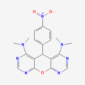 molecular formula C19H19N7O3 B3995785 7-N,7-N,11-N,11-N-tetramethyl-9-(4-nitrophenyl)-2-oxa-4,6,12,14-tetrazatricyclo[8.4.0.03,8]tetradeca-1(14),3,5,7,10,12-hexaene-7,11-diamine 