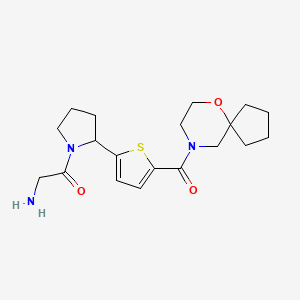 molecular formula C19H27N3O3S B3995800 2-Amino-1-[2-[5-(6-oxa-9-azaspiro[4.5]decane-9-carbonyl)thiophen-2-yl]pyrrolidin-1-yl]ethanone 