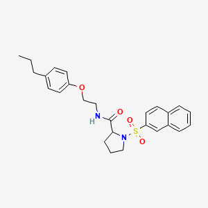 molecular formula C26H30N2O4S B3995801 1-(naphthalen-2-ylsulfonyl)-N-[2-(4-propylphenoxy)ethyl]prolinamide 