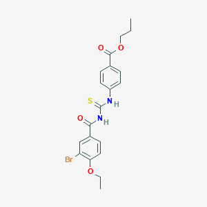 molecular formula C20H21BrN2O4S B399584 Propyl 4-({[(3-bromo-4-ethoxyphenyl)carbonyl]carbamothioyl}amino)benzoate 