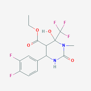 molecular formula C15H15F5N2O4 B3995862 ethyl 4-(3,4-difluorophenyl)-6-hydroxy-1-methyl-2-oxo-6-(trifluoromethyl)hexahydro-5-pyrimidinecarboxylate 