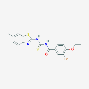 molecular formula C18H16BrN3O2S2 B399587 N-(3-bromo-4-ethoxybenzoyl)-N'-(6-methyl-1,3-benzothiazol-2-yl)thiourea 