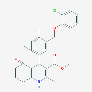 molecular formula C27H28ClNO4 B3995875 methyl 4-[5-[(2-chlorophenoxy)methyl]-2,4-dimethylphenyl]-2-methyl-5-oxo-4,6,7,8-tetrahydro-1H-quinoline-3-carboxylate 